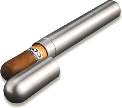 Adorini Etui 1 cigare en acier raffiné / cèdre