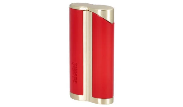 Briquet adorini courbé à jet unique rouge / or satiné avec poinçon pour cigare