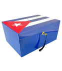 Cave à cigares bleue avec drapeau cubain 100 cigares