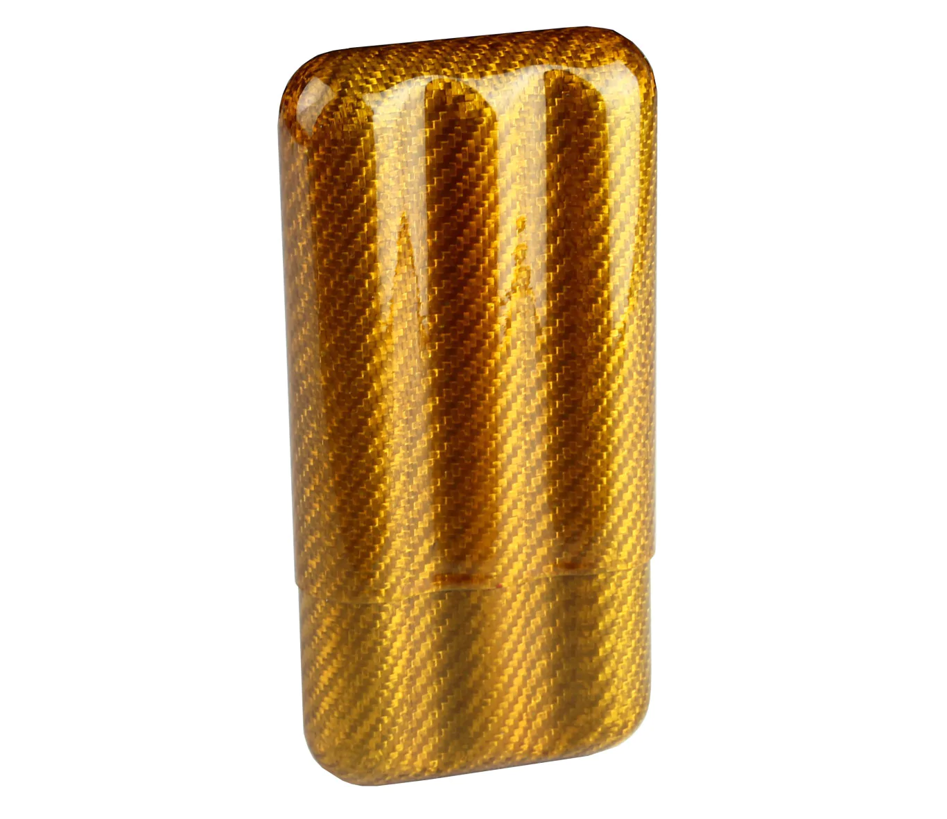 Étui à cigares Adorini en fibre de carbone doré pour 3 cigares