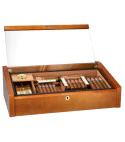 Cave à cigares adorini Vega Deluxe Dessus en verre brun
