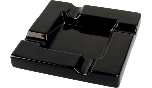 Cendrier à cigares en céramique noire avec 4 repose-cigares