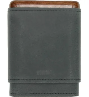 Étui à cigares adorini en cuir véritable noir 3-5 cigares en bois haut et en bas