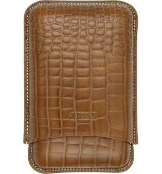 Étui à cigares triple Jemar en cuir Coco Camel 464/3
