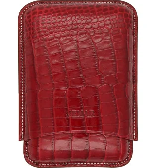 Étui à cigares Jemar Triple en cuir Coco Rouge 464/3