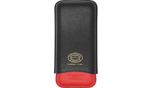 Étui en cuir Partagas Series noir et rouge avec logo doré