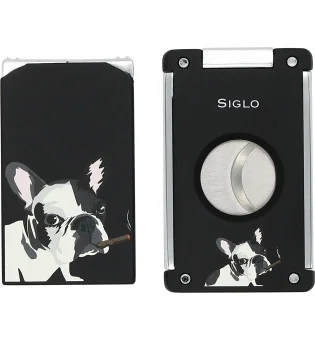 Siglo Dog Lighter and Cutter Set Black